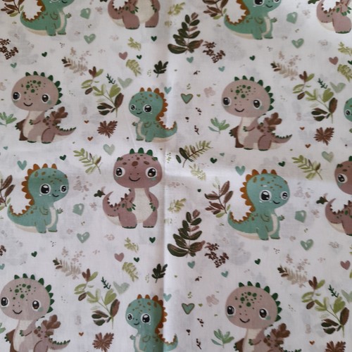 Tessuto di cotone Öko-Tex 50 x 160 cm dinosauri dolci - Foto 2 di 3