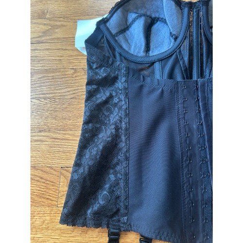 NWT NOS Vintage Black Corset Lace Up Sheer Whimisigoth Dark Fairy 36A Push Up - Picture 6 of 9