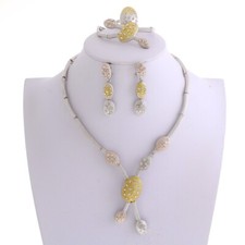 New Silver Plated 3T Tone Metal Necklace Bracelet Earring Set BSG600-MUL