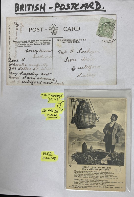 1908 Surrey England Picture Postcard Cover Early Aviation It’s A Different Girl