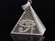 Simulated 1 Ct Round Diamond Egyptian God Pyramid Pendant 14K White Gold Plated