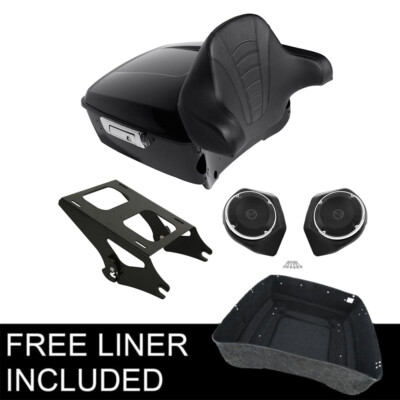 King Pack Trunk Backrest Mount Rack Speaker Fit For Harley Tour Pak Touring 14+