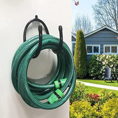 Wall-Mounted Black Hose Bracket Hose Hanger, Car Hose Holder, Carrier, Support 