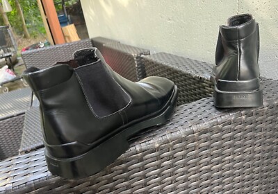 mens Prada Black Leather Square Toe Dress Boots size 10 1/2 mens Prada Black Leather Square Toe Dress Boots size 10 1/2