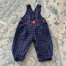 Vintage Oshkosh Girls Bib Overalls Size 18 Months Vestbak Flower 90's USA Made