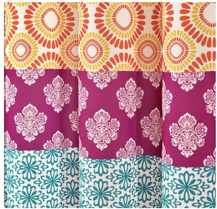 #1 Cortina de Ducha Bohemia Rayas Turquesa/Naranja Anthropologie Boho Quatrefoil Foto 2 de 4