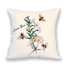 Image of Soft Velvet Feel Bumble Bee Cushion 45x45cm Choose Cover Only Or Filled Cushions