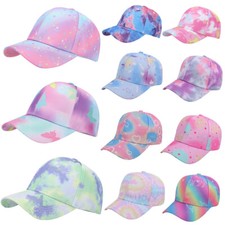 Toddler Girls Multicoloured Tie Dye Baseball Cap Snapback Kids Summer Sun Hats