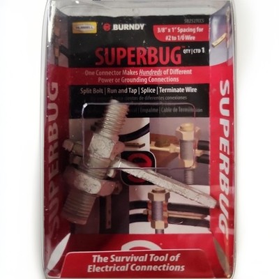  (QTY 4) Burndy SB252TCCS Tin-Plated Split Bolt #2 to #1/0 Superbug NEW 