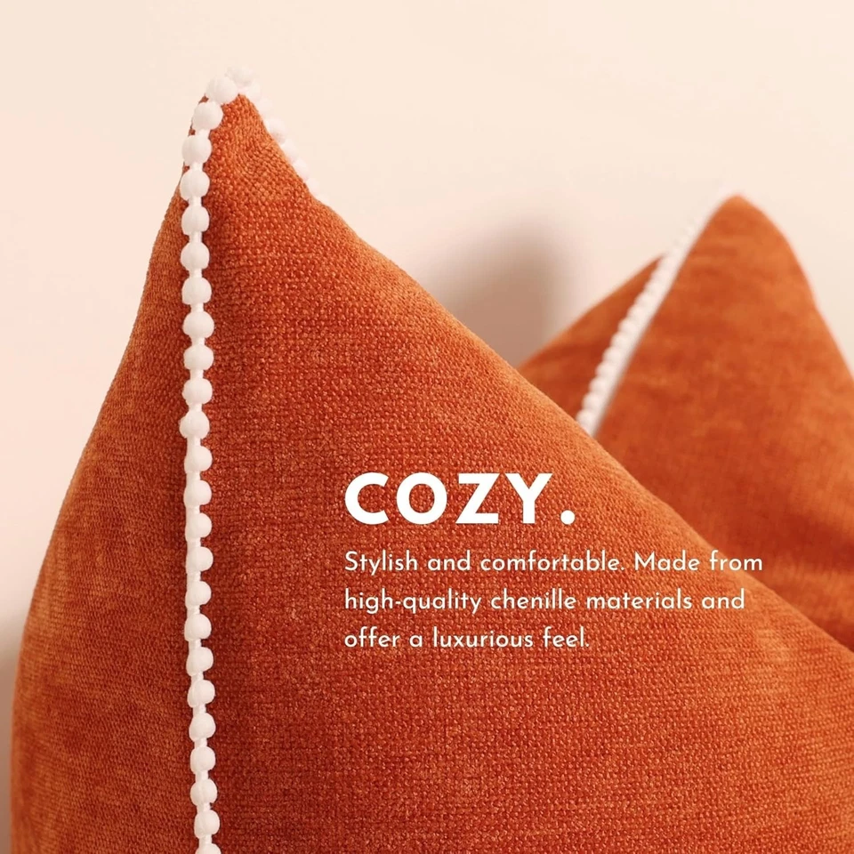 Juego de 2 fundas de almohada boho 18x18 - naranja quemado Foto 3 de 4