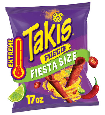 Takis Fuego 17 oz Fiesta Size Bag, Hot Chili Pepper & Lime Rolled Tortilla Chips