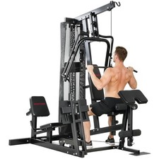 Kraftstation Fitnessstation mit Latzug Butterflystange 65kg Gewichten Seil