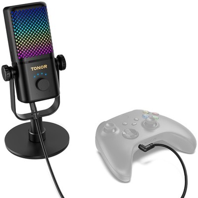 TONOR Gaming Microphone Compatible with Xbox, RGB Condenser Streaming Mic wit...