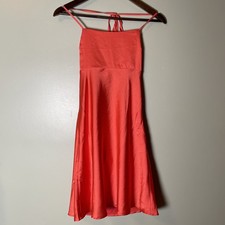 HYFVE All Nighter Satin Strappy Midi Dress Size Large Skater Strappy Neon Melon