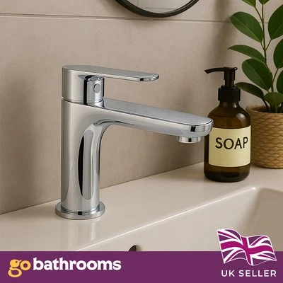 GO BATHROOMS Chrome Bathroom Sink Tap Basin Mono Mixer Lever Style Click Waste