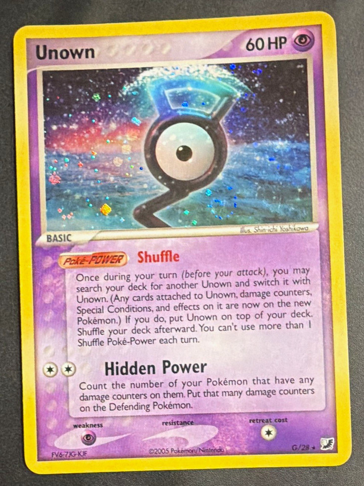 Pokemon TCG Unown (G) G/28 EX Unseen Forces Holo Rare ENG 2005 60 HP