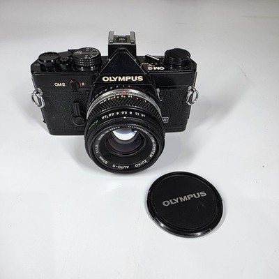 Olympus OM-2 35mm SLR Film Camera w/ Auto-S 50mm F1.8 Lens - Tested Working! 