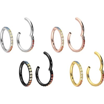 PIERCINGLINE  Piercing Ring Titan Segmentring Clicker EINGEFASSTE BUNTE