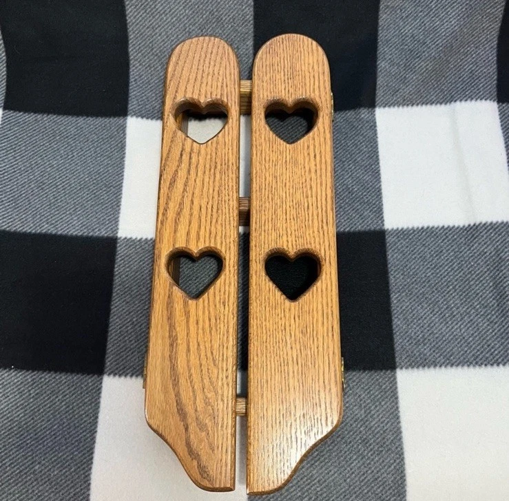 Amish Made Wall Trinket Shelf Cabinet Solid Wood Heart Cut-Out w/ Doors Pegs