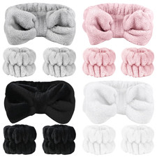 12 PCS Face Wash Headband Wristband Set for Women Girls Soft Microfiber