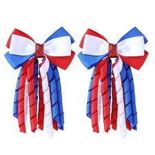 Independence Day Hair Bow Clips 3 Inch Red White Blue Curly Ribbon Hair Clips...