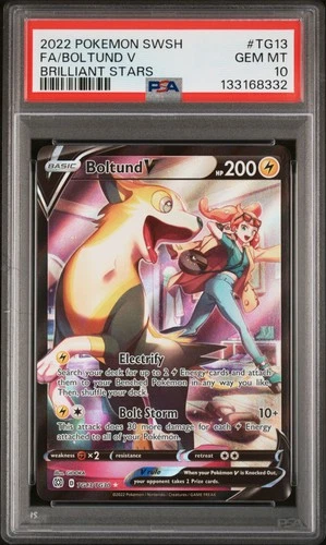 2022 POKEMON SWORD & SHIELD BRILLIANT STARS #TG13 FULL ART/BOLTUND V PSA 10