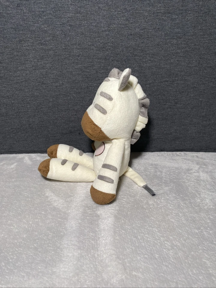 Baby Ganz Zebra Plush Cream Horse Gray Stripe Brown Muzzle Pink Heart 13" Lovey - Image 2 of 4