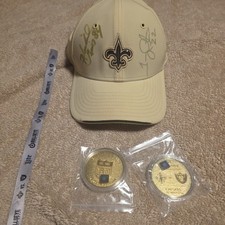 New Orleans Signed Hat Tracy Porter Michael Lewis 60th Coins Vip Tailgate