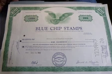 BLUE CHIP STAMPS BERKSHIRE HATHAWAY CO 1969 STOCK CERTIFICATE 100 SHARES L22204