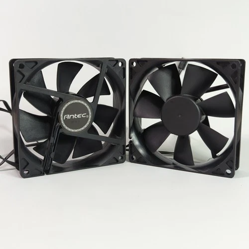 Pair (2x) Antec 92mm Case Fans 12V 3-Pin Black Quiet Computer PC Cooling