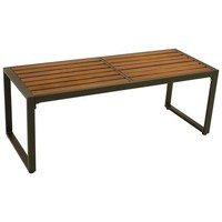 Hockerbank 2-Sitzer Metall & Holz Sitzbank Gartenbank Parkbank Bank Terrasse