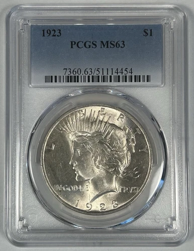 1923 Peace Silver $1 Dollar Coin PCGS MS 63