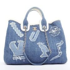 Chanel Paris-Egypt Deauville Hieroglyph Shopping Tote Bag Women Blue One Size