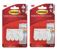 3M Command Micro Hooks  (17066) - hold 225g (2 packs of 3 hooks) - 6 hooks
