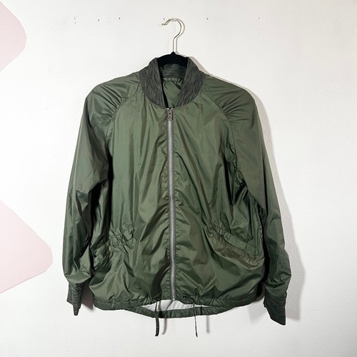 Prana Windbreaker Jacket Womens Medium Olive Green Zip Up