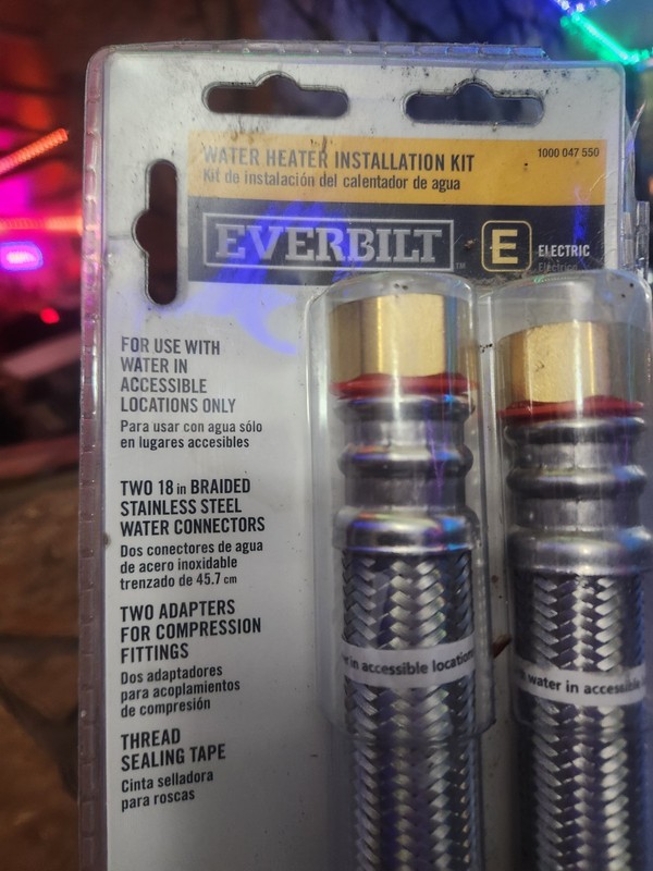 Everbilt Electric Water Heater Installation Kit Braided Stainless Steel 18" 