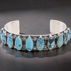 NATIVE AMERICAN STERLING SILVER MARQUISE NATURAL TURQUOISE 7.25" BRACELET #7815 — photo 2