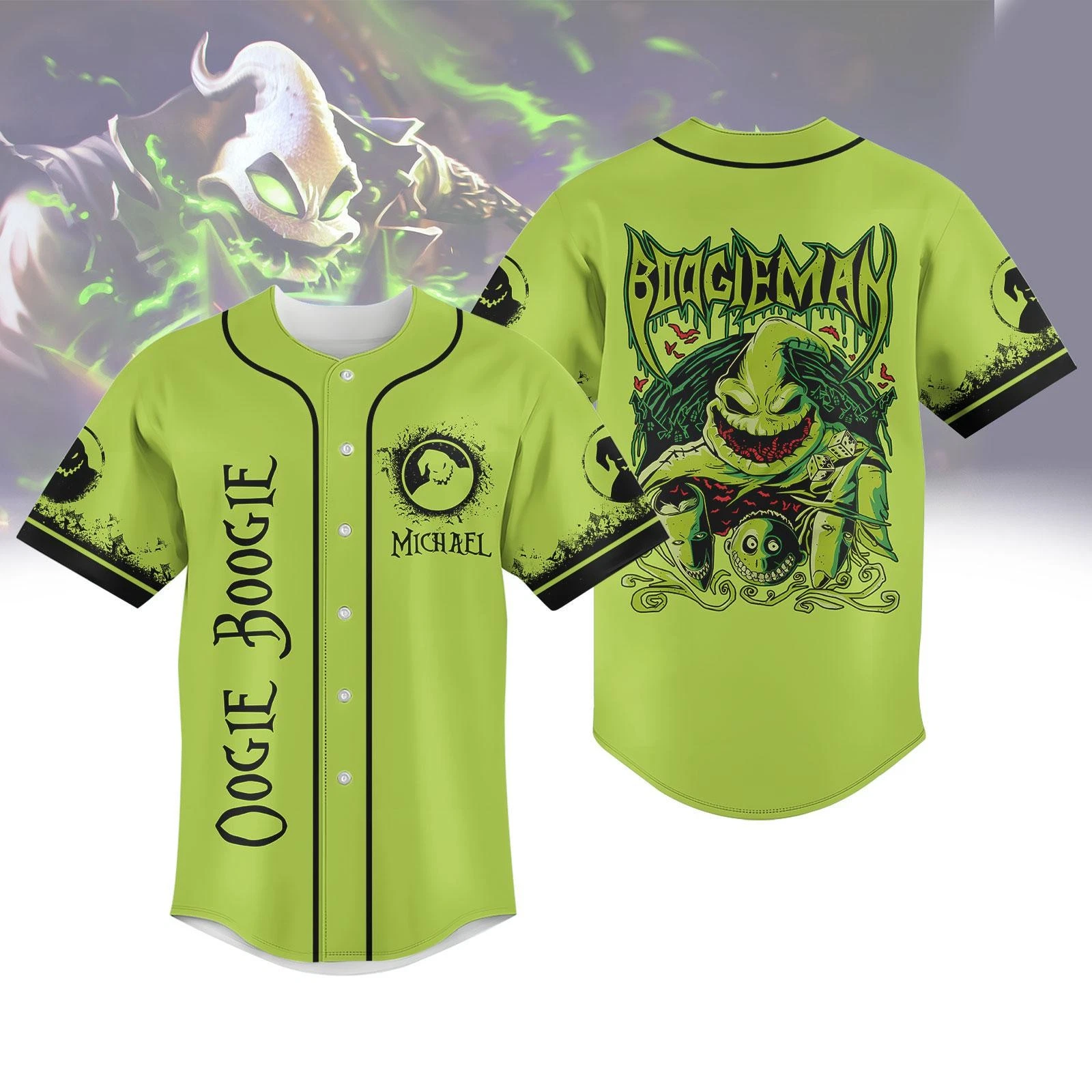 Personalized Oogie Boogie Bash 2025 Halloween Green Baseball Jersey Shirt