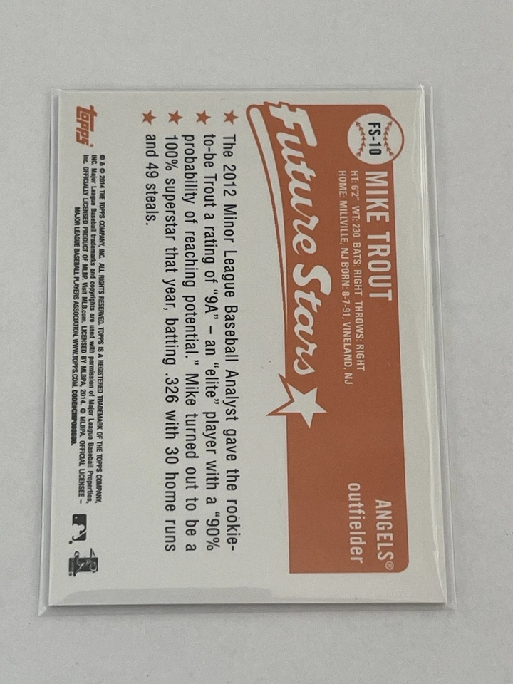 Tarjeta Mike Trout 2014 Topps Future Stars Rookie SP rara RC FS-10 Foto 2 de 2