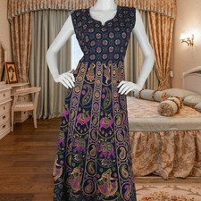 Vintage India Elephant Paisley Dress Boho Chic M
