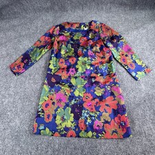 J.Crew Dress Women 0 Floral Multicolor Silk Retro Mod Boho Festival Pockets Work