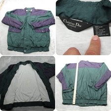 Christian Dior Monsieur Jacket Men Large Green Lightweight Full Zip Wind VTG 80s