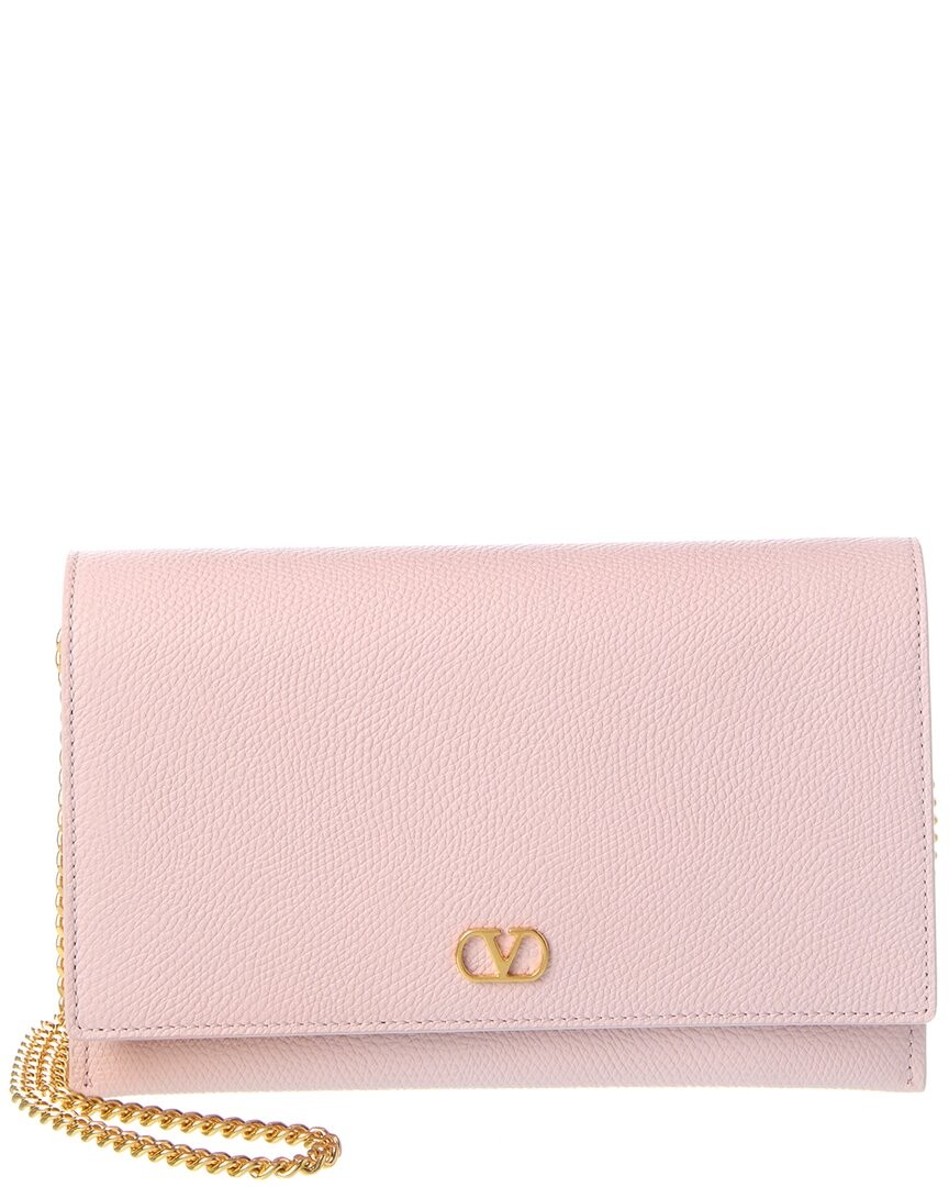 Valentino Vlogo Signature Leather Wallet On Chain Womens 148390₽