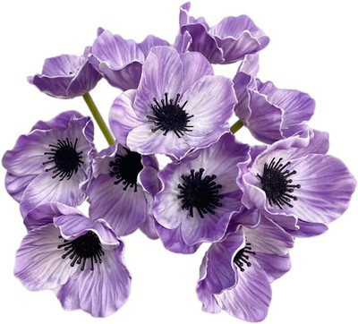 10 Stängel 11'' Sträuße Kunstblumen Mohnblumen, künstliche Anemone PU gefälscht wild 