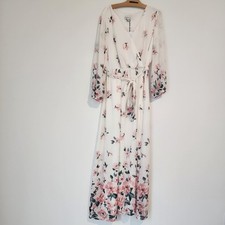 PREMIER AMOUR New Roses Floral MAXI DRESS 12 Pink Formal Gown Chiffon Coquette