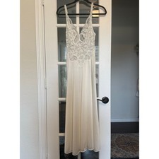 Vintage 1980s 1990s elegant Olga-Lites Ivory Lace Maxi Nightgown Size L