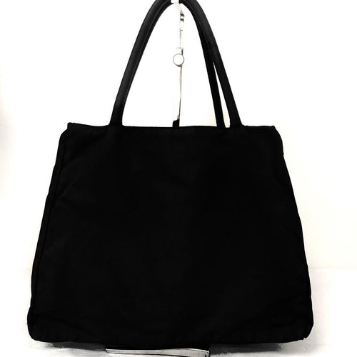 PRADA Tote Nylon Black Shoulder Bag Logo Women's