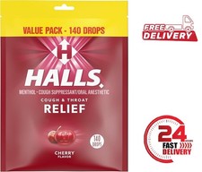 Halls Cherry Cough  Throat Relief, Value Pack, 140 Cough Drops
