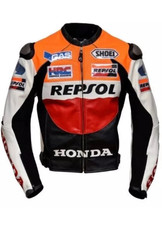 Giacca Moto Pelle di Vacchetta Repsol Honda Omologata CE Armature