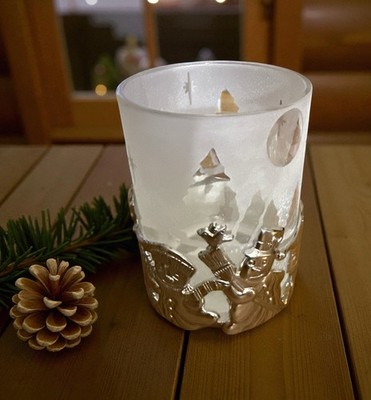 Christmas Snowman Votive Candle Holder - Gorham - Silver Plated Frosted Glass